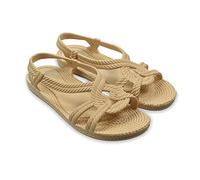 BRASILERAS Sandales Plates Esmirna pour Femme, Beige, 36 EU