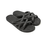 BRASILERAS Sandales Plates Mersin pour Femme, Noir, 38 EU