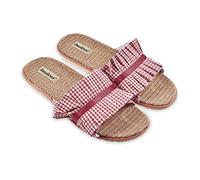 BRASILERAS Sandales Plates Vichy pour Femme, Rouge, 34/35 EU