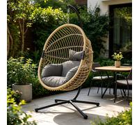 Brasilia fauteuil suspendu effet rotin avec coussin gris