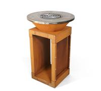 Brasonfire Brasero Plancha Ø 60 cm, Acier Corten, Barbecue extérieur à Bois et Accessoires, 100% Fabrication Française