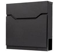 BRASQ Boîte aux lettres anthracite PB300 Premium, élégante et en acier revêtu par pulvérisation, durable et élégante, compartiment à journaux avec rabat et serrure à cylindre