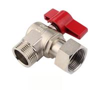 Brass Angle Ball Valve 3/4“ DN20, Copper Core, High-Flow Right-Angle Shut-Off with Red/Blue Handle for Water Heating(Rot)