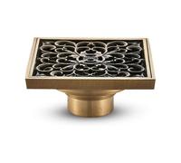 Brass Bathroom Floor Drain - Antique Unique Carved Flower Square Shower Drain for Garden Toilet 10 * 10cm