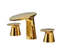 Brass Bathroom Sink Mixer Tap 3 Hole Waterfall 2 Handle Hot & Cold Water - Drawing