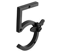 Brass bee Numéro de maison avec motif abeille | Plaques de numéros de panneaux de porte modernes de 5 pouces | Chiffres d'adresse de rue, métal de fer noir 0-9 (5)
