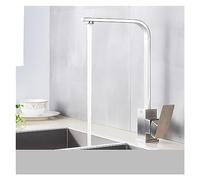 Brass Black Square Kitchen Faucet - 360° Swivel Single Handle Mixer Tap for Sink - Modern Bathroom & Kitchen Water Tap with White Finish (Gebürsteter Nickel A)