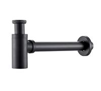 Brass Body Basin Wast Drain Wall Connection Plumbing P-traps Wash Pipe Bathroom Sink Trap(Black)