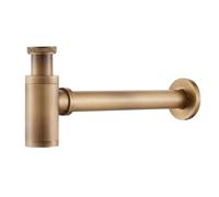 Brass Body Basin Wast Drain Wall Connection Plumbing P-traps Wash Pipe Bathroom Sink Trap Pour Lavabo Universel(Antique Brass)