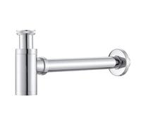 Brass Body Basin Wast Drain Wall Connection Plumbing P-traps Wash Pipe Bathroom Sink Trap Pour Lavabos(Silver)