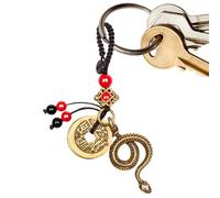 Brass Chinese Snake Keychain - zodiaac Pendant, Vintage Key Ring, Animal Charm Ornament | Aesthetic With Symbolic Mascot, Traditional amult Accessory For Spring Festival New Year Holiday Decoration