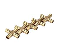 Brass Cross 4 Way Hose Connector | 6/8 / 10 / 12mm Barbed Fittings for Pneumatic Water Oil Gas Fuel | Quick Connect for Electric Tools/Home Gas Piping | 5pcs Set (12mm)