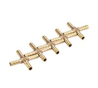 Brass Cross 4 Way Hose Connector | 6/8 / 10 / 12mm Barbed Fittings for Pneumatic Water Oil Gas Fuel | Quick Connect for Electric Tools/Home Gas Piping | 5pcs Set (6mm)