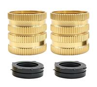 Brass Hose Adapter, 3/4 Inch Female Thread Water Connector Fittings with Washers Leak Proof Garden Faucet Repair Connector, Heavy Duty Irrigation Sink RV Shower Sprinkler Drip System Plumbing Adapter
