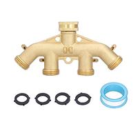 Brass Hose Splitter 4 Way | G3 / 4 Garden Faucet Adapter with Ball Valves | Individual Control for Irrigation/Lawn / | Leak - Proof Connector, 16.4oz