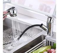 Brass Kitchen Faucets with Pull Out Spray Rotation Telescopic Hot and Cold Single Hole Kitchen Mixer Sink Faucet-Chrome