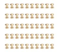 Brass Rivets Kit 50 Set Decorative Curved Rivets for Leather Bag Cloth Pants Bag Paper DIY Repairing and Decorating Projects Robust Brass Material 8mm Slot Screw Proof Oxidation (4mm / 0.16in)