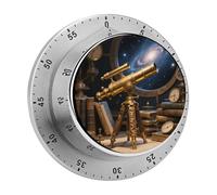 Brass Scope Galaxies Minuteur de cuisine mécanique numérique avec base magnétique Compte à rebours visuel de 60 minutes en acier inoxydable pour la cuisine, la pâtisserie, les œufs et l'utilisation en