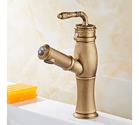 Brass Single Lever Pull Out Mixer Tap Bathroom Sink, Basin Faucet for Hot and Cold Water Antique,Short