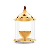 Brass Star Shape akhand Oil Diya/Lamp Hindu Puja Religious Brass Oil Lamp Pooja Essential for Indian Traditional Cultural Pooja Items Festival New year Decorations (Size:-L;4 Inch,H;6 Inch)(Golden)