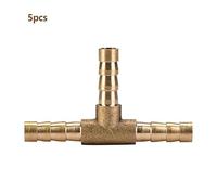 Brass T 3 - Way Hose Connector | 6/8 / 10 / 12mm Barbed Fittings for Pneumatic/Water/Oil/Gas/Fuel | 5pcs Well - Made Copper Joiner for Motorized Tools & Home Piping (6mm)