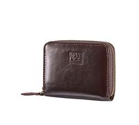 BRASS TACKS Leathercraft Porte Cartes de Crédit et Poche à Monnaie Brun Foncé Blocage RFID avec Fermeture Eclair Portefeuille Homme et Femme Fait à la Main en Cuir Sacoche Pas Cher