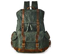 BRASS TACKS Leathercraft Sac à dos robuste en toile cirée imperméable pour homme et femme avec bordure décontractée pour ordinateur portable, sac à dos de voyage, sac à dos à bandoulière