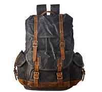 BRASS TACKS Leathercraft Sac à dos robuste en toile cirée imperméable pour homme et femme avec bordure décontractée pour ordinateur portable, sac à dos de voyage, sac à dos à bandoulière