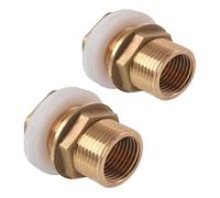 Brass Tank Connector Kit 3/4 Inch, 2 Pack with Male and Female Threads and 4 Rubber Seals, Leakproof Screw Fitting for Rainwater Harvesting and Water Tanks