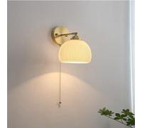 Brass Wall Sconce Nordic Wall Light with Pull Cord Switch Glass Wall Lamp, Wall Mount Lighting Fixture Hotel Engineering Decorative Wall Lantern Bedroom Bedside Sconces