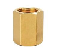 Brass Water Pipe Fitting Cover Raccord de tuyau hexagonal for eau, carburant, gaz, filetage femelle, coupleur 1/8", 1/4", 3/8", 1/2", 3/4", laiton, 1 pièce(1-8 to 3-8)