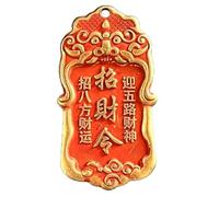 Brass Wealth Pendant - Chinese Door Sign for Entrance | Pure Metal with Hanging Symbol, New Year Decorative Charm, Indoor Outdoor Garden Gate Wall Living Room Use for Home