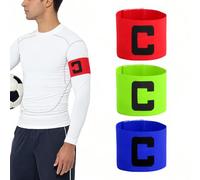 Brassard Capitaine Football Adulte Set 3 pièces, Brassard de Capitaine Réglable 33 x 7 cm en Nylon Élastique - Rouge Bleu Vert pour Entraînement Match Équipe Club et Sport Collectif