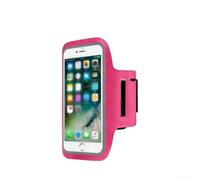 Brassard de course étanche pour téléphone portable de sport pour gym, jogging, sac à bras tactile avec fente pour clé 7" (rose rouge, 16,5 cm)