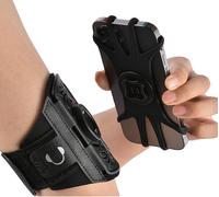 Brassard De Course Pour Iphone 16 15 14 13 12 Pro Max Plus,Compatible Avec Tous Les Smartphones De 4 À 6,7 Pouces,Avec Porte-Clé (Noir Amovible Et Rotatif)