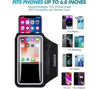 Brassard De Course Pour Téléphone Portable Avec Airpods Poche Zippée,Brassard De Sports Universel Brassard Telephone Sport Pour Iphone 15 14 13 12 11 Pro/X/Xr/Xs/8/7 Jusqu'à 6.9"" Pour Jogging Cyclism