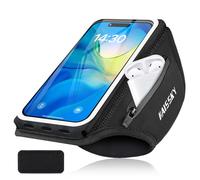 Brassard de Sport avec Poche Écouteur, Porte Telephone Sport pour iPhone 16 Pro Max 15 Pro 14 13 12 Plus, Brassard Telephone Smartphone Sport Running Brassard pour Jogging Cyclisme Randonnée