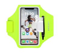 Brassard de Sport avec Poche pour Écouteurs et Clés,Compartiment Zippé -Brassard de Course Imperméable pour iPhone 17/16/15 Pro Max(Jusqu'à 6.9")-Brassard de téléphone pour Jogging,Running et Fitness