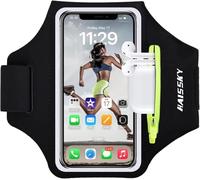 Brassard de Sport avec Poche pour Écouteurs et Clés,Compartiment Zippé -Brassard de Course Imperméable pour iPhone 17/16/15 Pro Max(Jusqu'à 6.9")-Brassard de téléphone pour Jogging,Running et Fitness