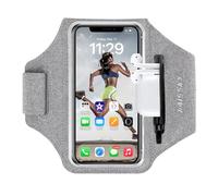 Brassard de Sport avec Poche pour Écouteurs et Clés,Compartiment Zippé -Brassard de Course Imperméable pour iPhone 17/16/15 Pro Max(Jusqu'à 6.9")-Brassard de téléphone pour Jogging,Running et Fitness