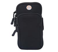 Brassard de Sport, Brassard de Course en Néoprène Bras Étanche Extérieur Sac de Téléphone Portable Pochette de Bras d'exercice avec Trou pour Écouteur, Double Fermeture à Glissière (Noir)