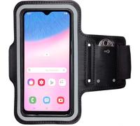 Brassard de Sport pour Samsung Galaxy A30s - Étui Anti Transpiration avec Poche à Clés, Bandes Réfléchissantes et Bandage Réglable 22-40cm - Compatible Écouteurs - Noir