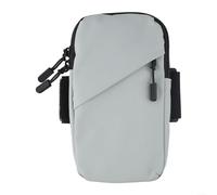 Brassard de téléphone et sac de poignet pour le cyclisme | Pochette de sport en nylon léger avec double couche de rangement | Sangle antidérapante sécurisée pour clés et cartes (gris)
