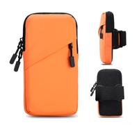 Brassard de téléphone portable pour course à pied et cyclisme, grande capacité, double couche de stockage, avec forte sécurité du robinet et sangle élargie antidérapante (orange)