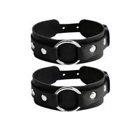 Brassard en cuir pour homme, bracelet punk, réglable avec anneau en métal, noir, accessoires de fête, 1, Cuir, Pas de gemme
