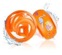 Brassard Enfant Bebe, Brassard Gonflable 1-6 Ans, Brassard Piscine Enfant pour Bebe avec 6 Airbags Indépendants,Brassard Piscine avec Pompe à Air 11-30kg-Orange