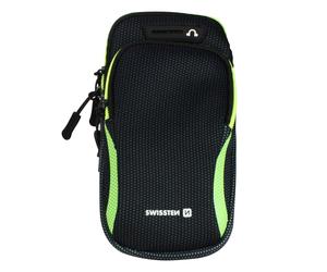 Brassard Sport avec 2 Pochette Zippées Néoprène Anti-transpirant Vert citron
