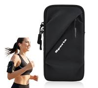 Brassard Téléphone Sport Noir, Pochette de Course à Pied Universelle, Bracelet de Sport Léger et Étanche avec Double Poche, Compatible avec Smartphones jusqu'à 6,9" pour Jogging, Fitness