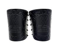 Brassards en Cuir Médiéval Nordic Viking Odin Brassards en Relief Bracelet en Cuir PU Protège-Bras pour Hommes Protège-Bras Médiéval Armure De Chevalier Viking Brassards (Le Noir)