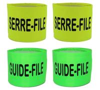 Brassards exercice évacuation - SERRE-FILE et GUIDE-FILE - Jaune et vert fluo - Lot de 4 S